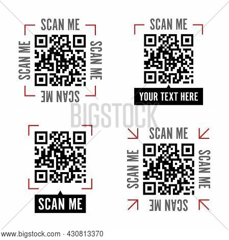 Qr Code Scanning. Qr Code Mockup In Vector. Scan Me With Phone