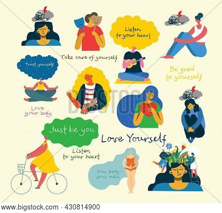 Psychology And Mental Health. Psychology, Brain And Mental Health Vector Icons Set. Doodle Style Fla