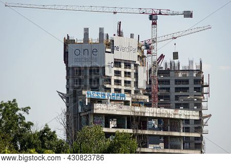 Bucharest, Romania - August 16, 2021: One Verdi Park, A Real Estate Complex Under Construction Belon
