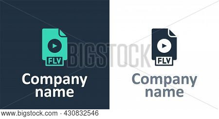 Logotype Flv File Document Video File Format. Download Flv Button Icon Isolated On White Background.
