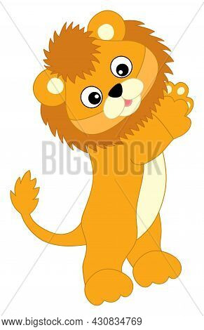 Cute Happy Baby Lion Standing. Vector Baby Lion. Lion Cub Vector Illustration