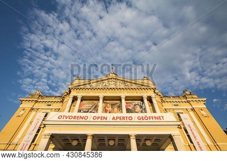 Rijeka, Croatia - June 17, 2021: Main Facade Of The Croatian National Theatre, Or Hrvatsko Narodno K