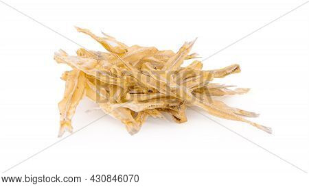 Dried Engraulidae Fish Isolated On White Background