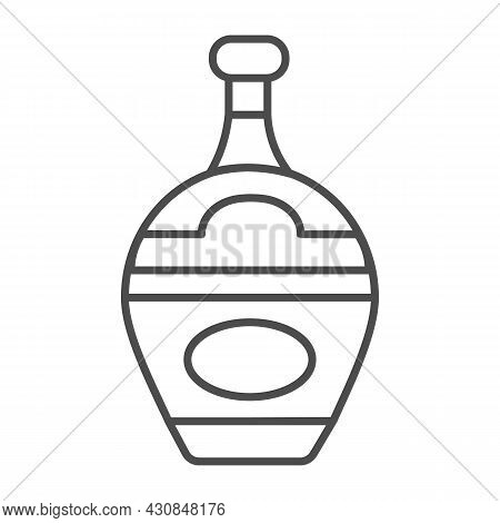 Bottle Of Gin, Liqueur, Brady, Cognac Thin Line Icon, Bar Concept, Alcoholic Beverage Vector Sign On