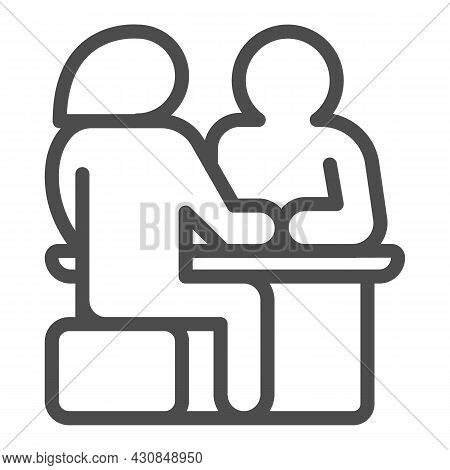 Couple Sitting At The Table, Date Line Icon, Dating Concept, Man And Woman Dating Vector Sign On Whi