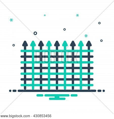 Mix Icon For Fence Enclosure Parapet Balustrade Barricade Barbed-wire Stockade Palisade Security Mes