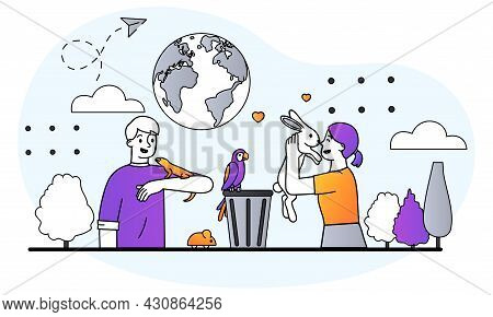 Environmental Protection Concept. Climate Action, Forestation And Recycling Awareness To Save Animal