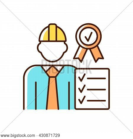 Quality Control Manager Rgb Color Icon. Production Inspector, Supervisor. Requirements And Standards