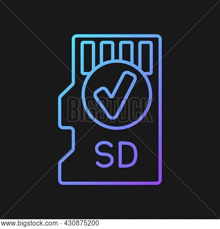 Includes Memory Card Gradient Vector Manual Label Icon For Dark Theme. Microsd For Drone. Thin Line 