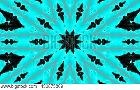 Deep Nephritis Flower. Abstract Trendy Decorative Seamless Pattern Of Geometrical Elements In Nephri
