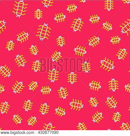 Line Centipede Insect Icon Isolated Seamless Pattern On Red Background. Vector