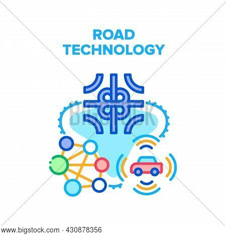 Road Technology Vector Icon Concept. Gps Navigation System Road Technology For Search And Show Route