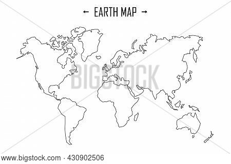 Earth Map Outline Vector &amp; Photo (Free Trial) | Bigstock