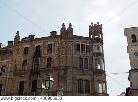 Historical Neo Gothic Building In Via Pietro Micca In Turin
