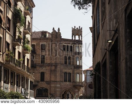 Historical Neo Gothic Building In Via Pietro Micca In Turin