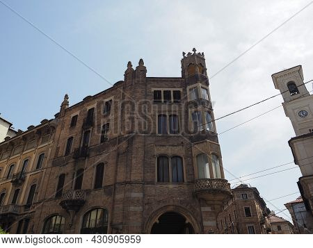 Historical Neo Gothic Building In Via Pietro Micca In Turin