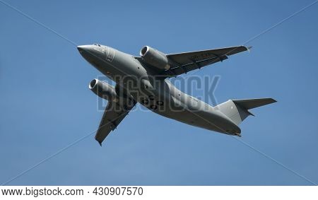 Hampshire, Uk - July, 2016: A Russian Antanov An-178 Transport Plane In Flight. July 16, 2016 Hampsh