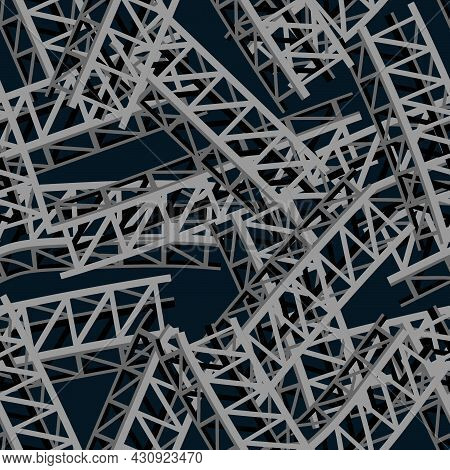 Seamless Structure In The Form Of An Abstract Pattern From A Pile Of Metal Structures For Prints On 