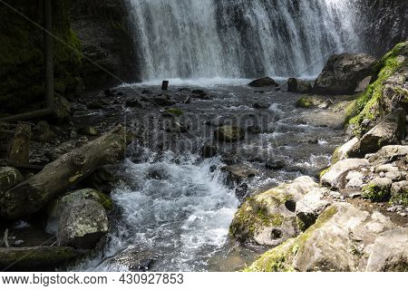 Irina Waterfall In The Republic Of Abkhazia. A Clear Sunny Day On May 20, 2021
