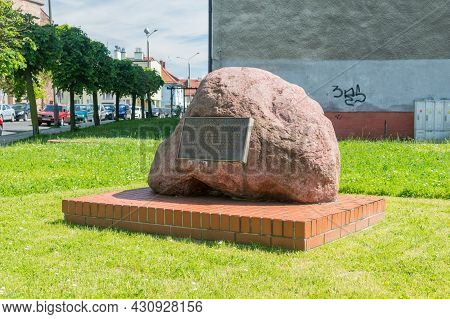 Zory, Poland - June 4, 2021: Memorial Stone Commemorating Fallen Soldiers During The Invasion To Lib