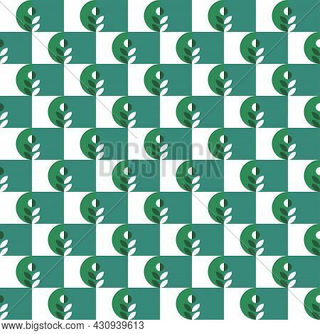 Pattern Seamless Leaves Shevron Geometry In Retro Style. Vintage Floral Background. Simple Vector Il