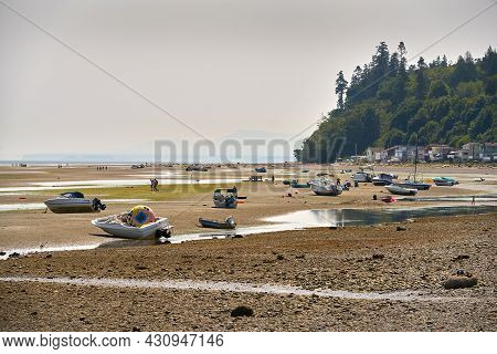 Point Roberts, Washington State, Usa - July 29, 2018. Maple Beach Point Roberts Usa. Recreation Boat