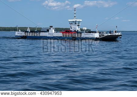 Hudson, Canada - 10 July 2021 : Hudson-oka Ferryboat Near Oka