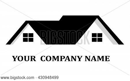 Vector. House Roof Logo For Real Estate, Construction Company, Builder. Shows Gable Roof.