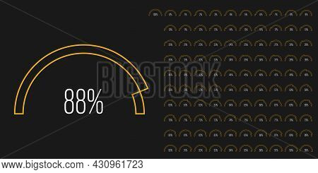Set Of Semicircle Arc Percentage Diagrams Progress Bar Meters From 0 To 100 Ready-to-use For Web Des