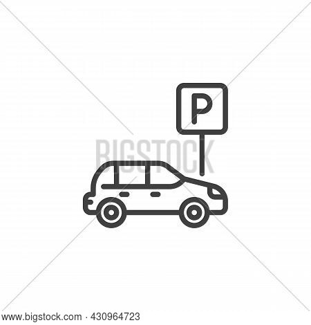 Car Parking Sign Line Icon. Linear Style Sign For Mobile Concept And Web Design. Auto Parking Zone O