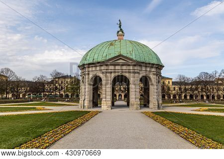 Hofgarten Park With Dianatempel In Munich. The Diana Pavilion And The Grounds Of The Hofgarten, Adja