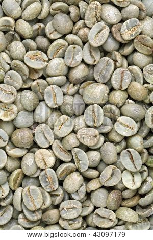 Baggrund af rå, uristet grønne kaffebønner