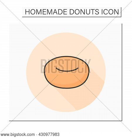 Yeast Doughnut Color Icon. Fresh And Tasty Fluffy Texture Home Baked Donuts. Concept Of Appetizing F