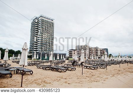 Sunny Beach, Bulgaria - June 17, 2021: Hotel Burgas Beach. Resort Sunny Beach Bulgaria View Of The B