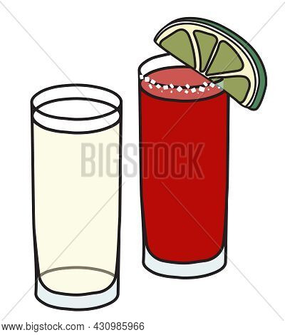 Stylish Hand-drawn Doodle Cartoon Hipster Style Vector Illustration. A Pair Of Layered Shot Shooter 