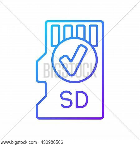 Includes Memory Card Gradient Linear Vector Manual Label Icon. Microsd For Drone. Thin Line Color Sy