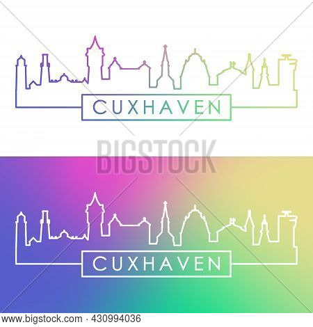 Cuxhaven Skyline. Colorful Linear Style. Editable Vector File.