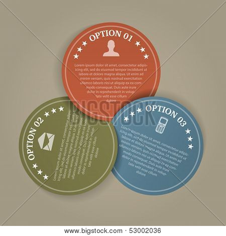 Color Papers Circles With 3 Steps, Vector Infographics
