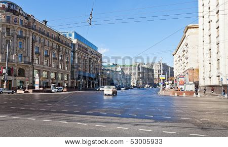 Panorama Of Tverskaya Street In Moscow