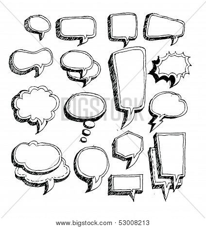 collection of hand drawn bubble speech