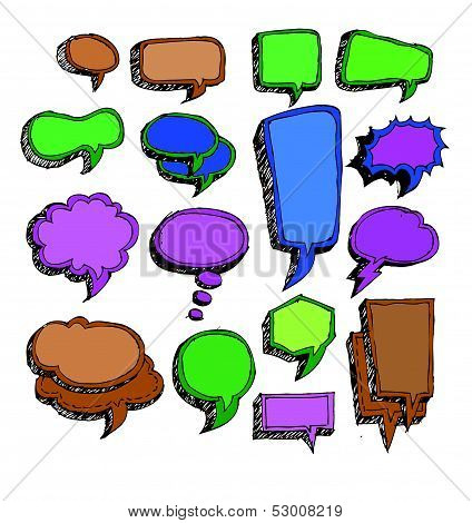 collection of hand drawn bubble speech