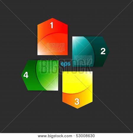 Set of Colorful Bubbles for Speech Vector Design. 1,2,3,4 steps text boxes. Infographic.