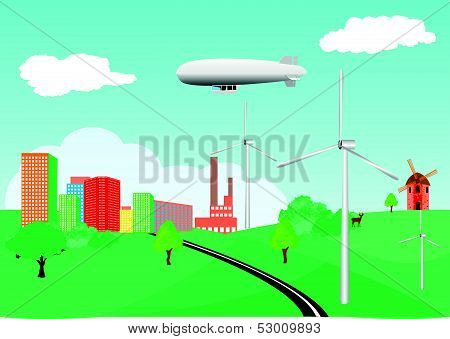 Urban and village landscape. Ecology, environmental protection