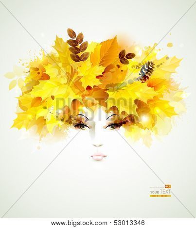 Beautiful  women  in autumn circlet of leaves