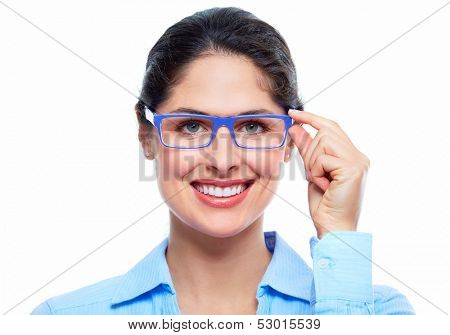 Beautiful smiling business woman isolated white background