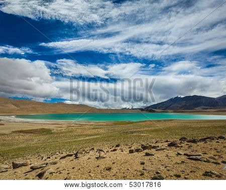 Himalayan lake Kyagar Tso, Ladakh, India