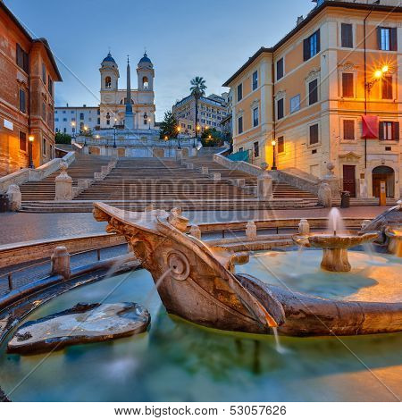 Spanish Steps at dusk, Rome, Italy