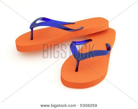 Beyaz arka planda turuncu Flip flop