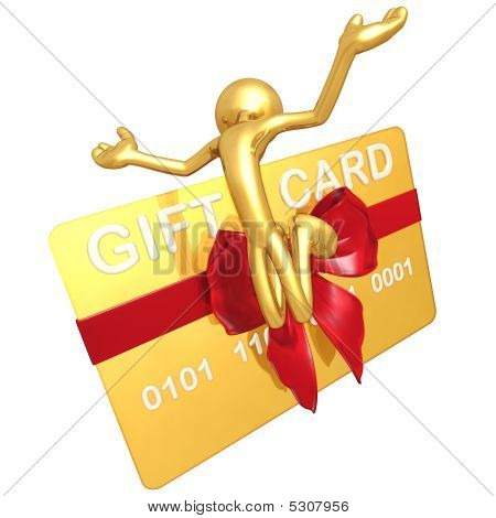 Gouden jongen met giftcard