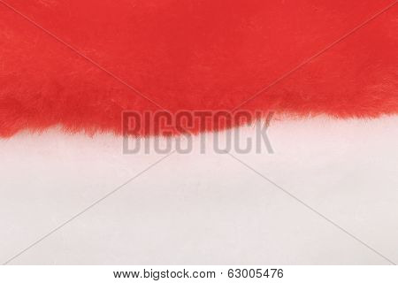 Santa Claus red hat close up.